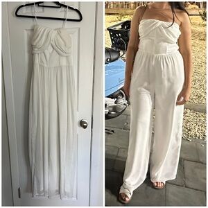 Lulu's White Strapless Jumpsuit